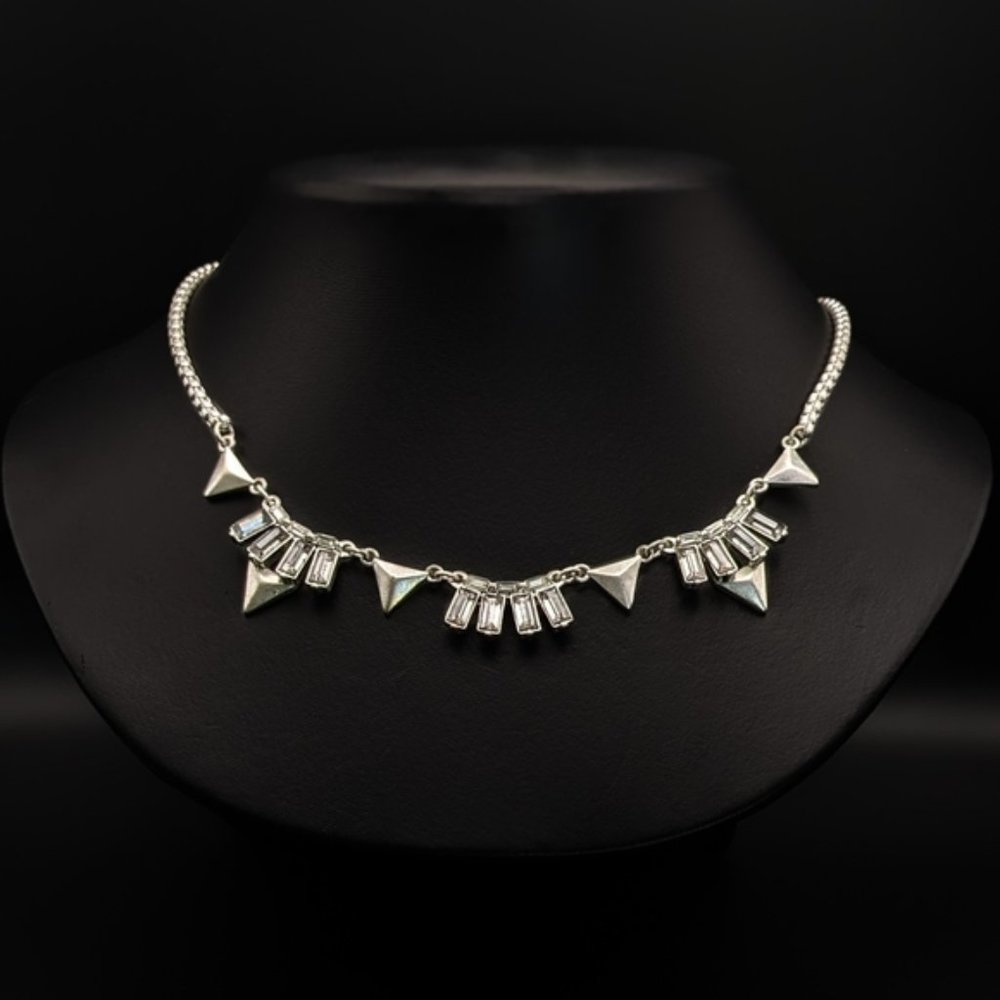 Geometric Statement Necklace with Arrowheads and Crystal Rhinestones